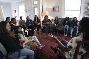 Pulitzer Prize-winning author Colson Whitehead talks with UGA students in the Willson Center